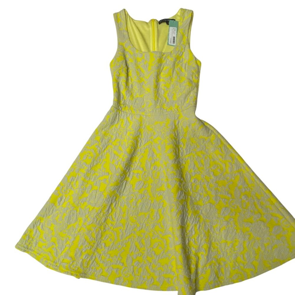 Brixon Ivy Yellow & Gray Textured Fit & Flare Dress XS NWT